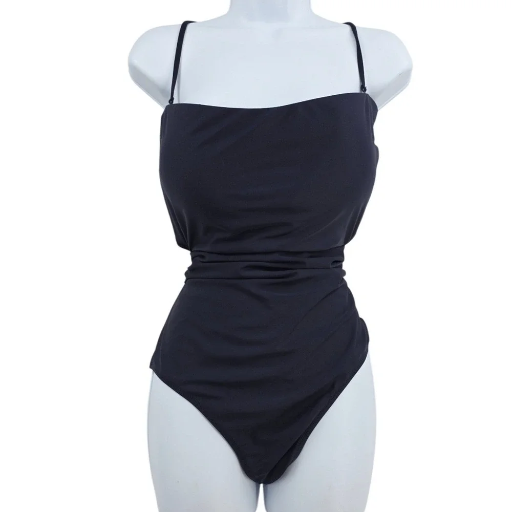 J.Crew Womens 22 Cutout Tie Back One Piece Navy Swimsuit NWT